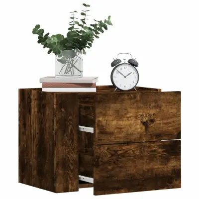 The Living Store Stenska nočna omarica 2 kosa dimljeni hrast 45x30x35 cm - Stenska Omarica