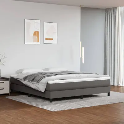 The Living Store Vzmetnica z žepkasto vzmetjo siva 180x200x20 cm umetno usnje - Vzmetnica Z Žepkastimi Vzmetmi