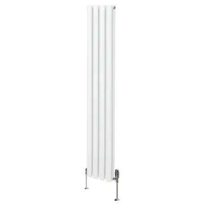 Ovalni radiator in ventili - 1600 mm x 240 mm - bel