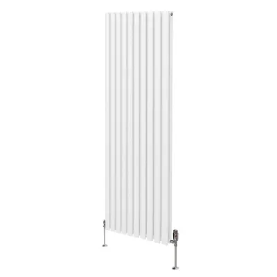 Ovalni stebrični radiator in ventili - 1800 mm x 600 mm - bel
