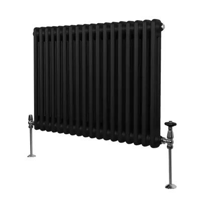 Tradicionalni radiator z 2 stolpcema - 600 x 832 mm - črn