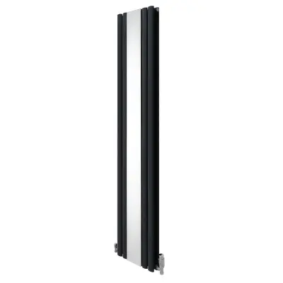 Radiator z ovalnim ogledalom in ventili - 1800 mm x 380 mm - antracitno siva