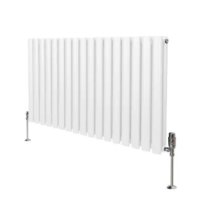 Ovalni radiator in ventili - 600 mm x 1020 mm - bel