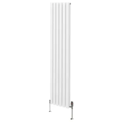 Ovalni stebrični radiator in ventili - 1800 mm x 360 mm - bel