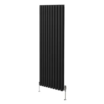 Ovalni radiator in ventili - 1800 mm x 600 mm - črn