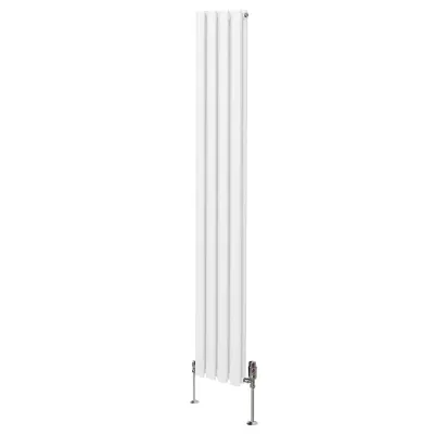 Ovalni radiator in ventili - 1800 mm x 240 mm - bel