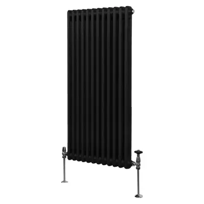 Tradicionalni radiator z 2 stolpcema - 1500 x 562 mm - črn