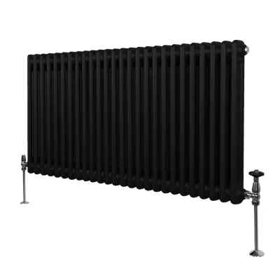 Tradicionalni radiator z 2 stolpcema - 600 x 1192 mm - črn