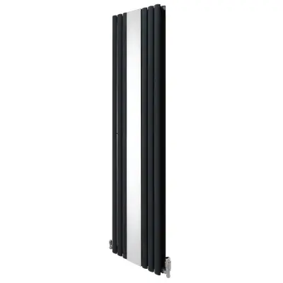 Ovalni zrcalni radiator in ventili - 1800 mm x 500 mm - antracitno siva