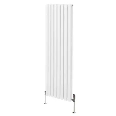 Ovalni radiator in ventili - 1600 mm x 480 mm - bel