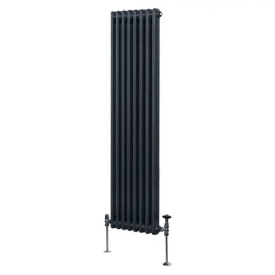 Tradicionalni radiator z 2 stolpcema - 1800 x 382 mm - antracitno siva