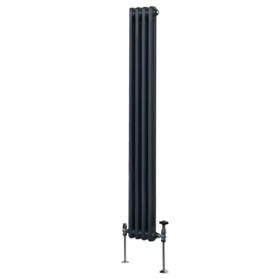 Tradicionalni radiator z 2 stolpcema - 1800 x 202 mm - antracitno siva