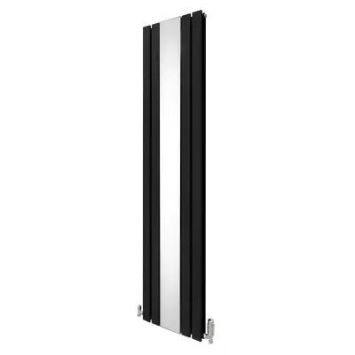 Radiator in ventili z ravnim ogledalom - 1800 mm x 425 mm - črni