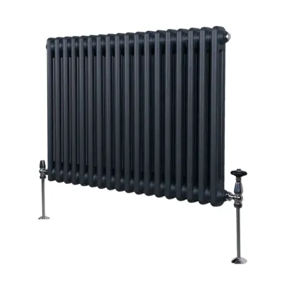 Tradicionalni radiator z 2 stolpcema - 600 x 832 mm - antracitno siva