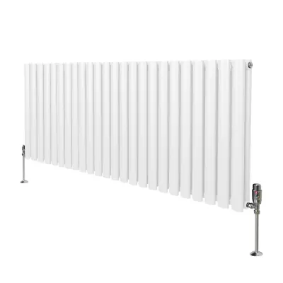 Ovalni radiator in ventili - 600 mm x 1440 mm - bel