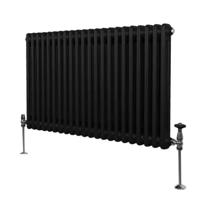 Tradicionalni dvostebrni radiator - 600 x 1012 mm - črn