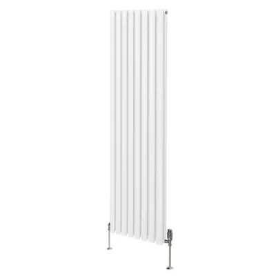 Ovalni radiator in ventili - 1800 mm x 480 mm - bel