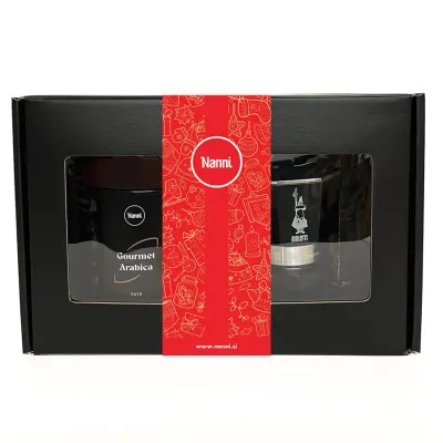 NANNI MOKA EXPRESS 3 (kafetiera) - GOURMET ARABICA MOKA 250g darilni set