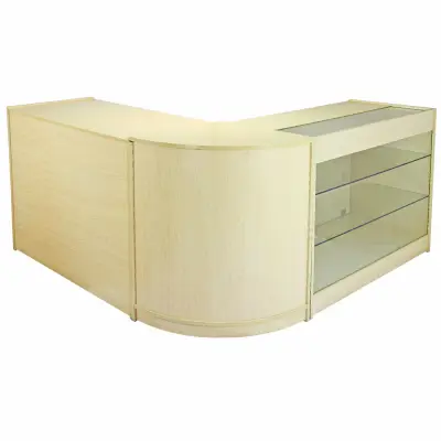 Komplet prodajnih pultov in maloprodajnih vitrin Saturn Maple