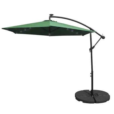 Zelen 3 m LED konzolni senčnik z ventilatorjem