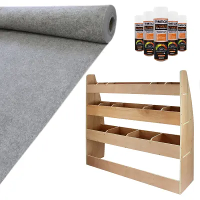 11 kvadratnih metrov srebrno siva obloga kombija in regal Citroen Berlingo