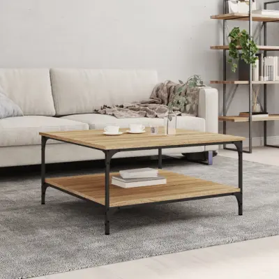 The Living Store Klubska mizica sonoma hrast 80x80x40 cm konstruiran les - Klubska Mizica