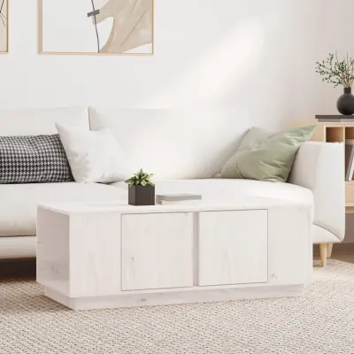 The Living Store Klubska mizica bela 110×50×40 trdna borovina - Klubska Mizica
