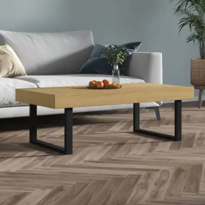 The Living Store Klubska mizica svetlo rjava in črna 120x60x40 cm MDF in železo - Klubska Mizica