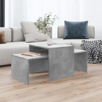 The Living Store Komplet klubskih mizic betonsko siv 100x48x40 cm iverna plošča - Klubska Mizica