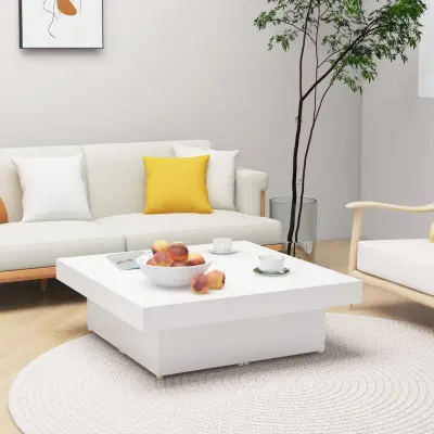 The Living Store Klubska mizica bela 90x90x28 cm iverna plošča - Klubska Mizica