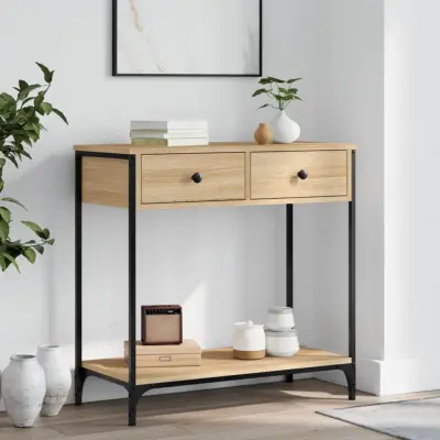The Living Store Konzolna mizica sonoma hrast 75x34,5x75 cm inženirski les - Konzolna Mizica