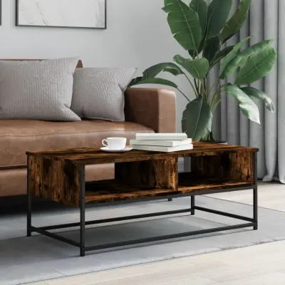 The Living Store Klubska mizica dimljeni hrast 100x51x40 cm inženirski les - Klubska Mizica