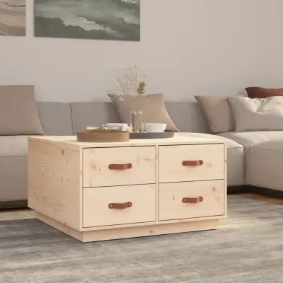 The Living Store Klubska mizica 80x80x45 cm trdna borovina - Klubska Mizica