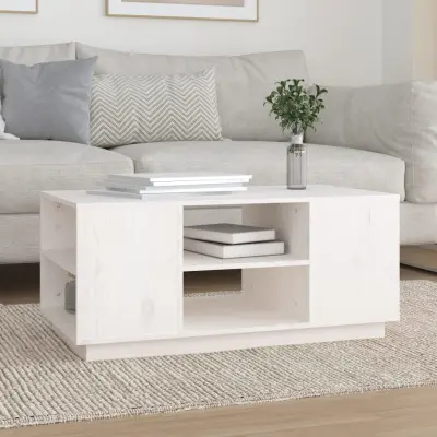 The Living Store Klubska mizica bela 90x49x40,5 trdna borovina - Klubska Mizica