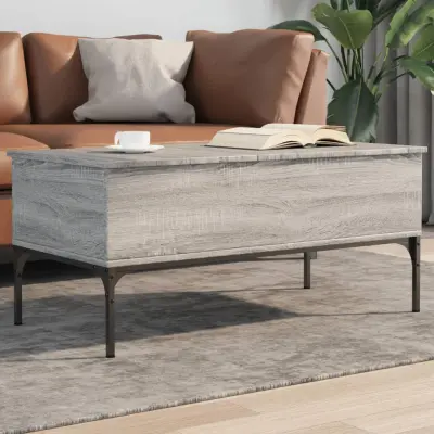 The Living Store Klubska mizica siva sonoma 100x50x45 cm inžen. les in kovina - Klubska Mizica