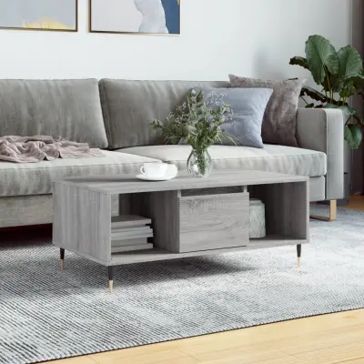 The Living Store Klubska mizica siva sonoma 90x50x36,5 cm inženirski les - Klubska Mizica