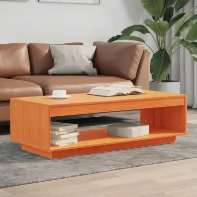 The Living Store Klubska mizica voščeno rjava 110x50x33,5 cm trdna borovina - Klubska Mizica
