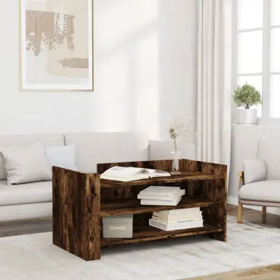The Living Store Klubska mizica dimljeni hrast 100x50x50 cm inženirski les - Klubska Mizica