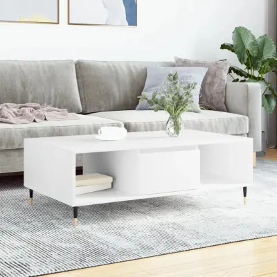 The Living Store Klubska mizica bela 104x60x35 cm inženirski les - Klubska Mizica