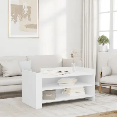 The Living Store Klubska mizica bela 100x50x50 cm inženirski les - Klubska Mizica