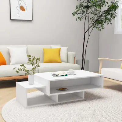 The Living Store Klubska mizica bela 105x55x32 cm iverna plošča - Klubska Mizica