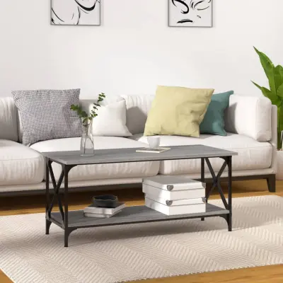 The Living Store Klubska mizica siva sonoma 100x45x45cm inženirski les in železo - Klubska Mizica