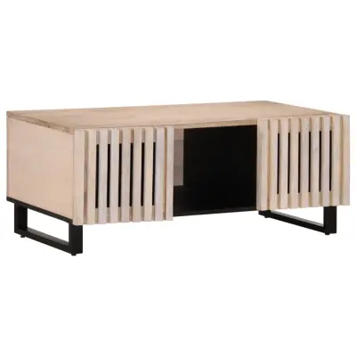 The Living Store Klubska mizica bela 100x55x40 trden mangov les - Klubska Mizica