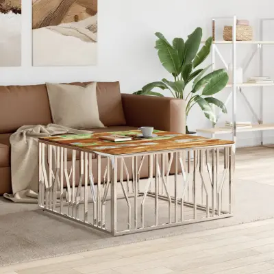 The Living Store Klubska mizica nerjaveče jeklo in trden akacijev les - Klubska Mizica