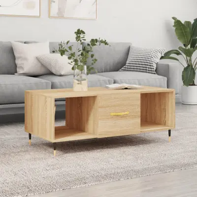 The Living Store Klubska mizica sonoma hrast 102x50x40 cm inženirski les - Klubska Mizica