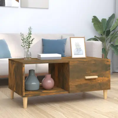 The Living Store Klubska mizica dimljeni hrast 89,5x50x40 cm inženirski les - Klubska Mizica