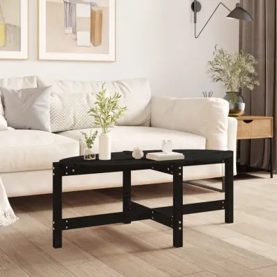 The Living Store Klubska mizica črna 118x63x45 trdna borovina - Klubska Mizica