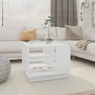 The Living Store Klubska mizica bela 55x55x43 cm iverna plošča - Klubska Mizica