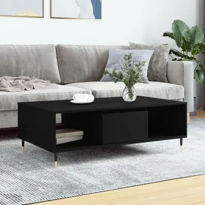 The Living Store Klubska mizica črna 104x60x35 cm inženirski les - Klubska Mizica