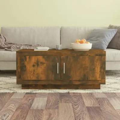 The Living Store Klubska mizica dimljeni hrast 102x50x45 cm konstruiran les - Klubska Mizica